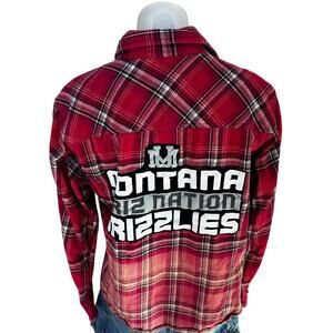 University of Montana Grizzlies Plaid Flannel Shirt LARGE Oversize Football Griz